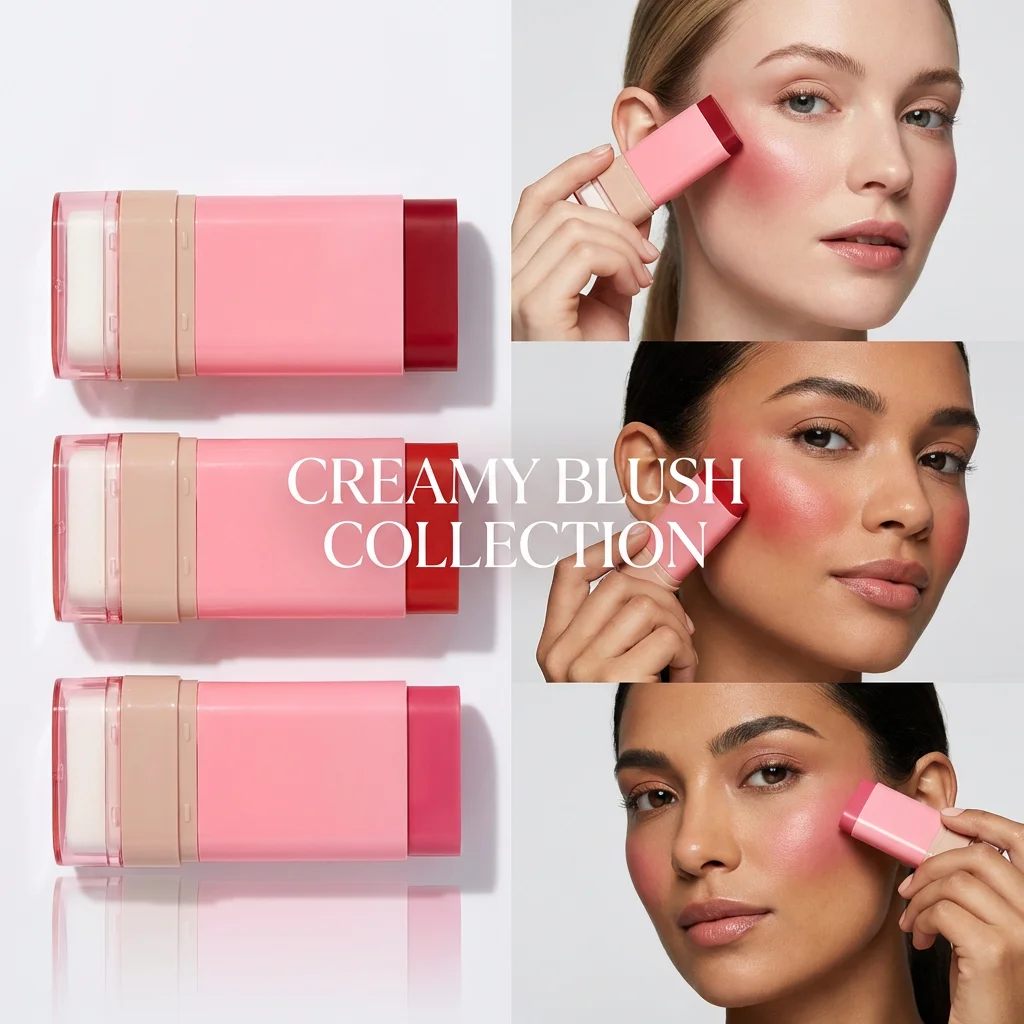 3-Farben-Make-up-Funktions-Rouge-Stift: Einfach aufzutragender, wasserfester Creme-Rouge mit hoher Farbintensität für einen strahlenden Hautton – jetzt im Trend