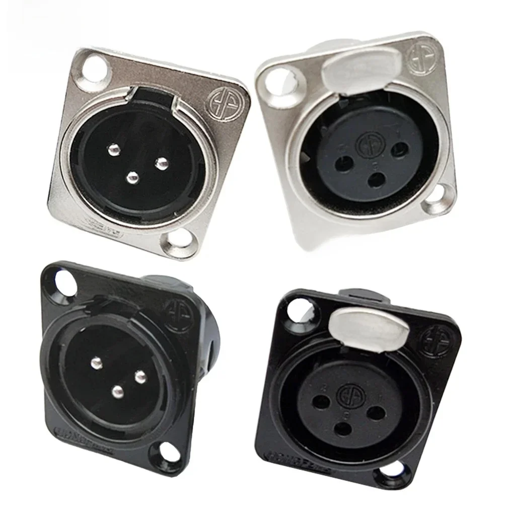4 Stück XLR 3-Pin Einbau-Steckverbinder Männlich/Weiblich Langlebiges Metallgehäuse Silberner Anschluss für Professionelles Audio Mikrofon Lautsprecher
