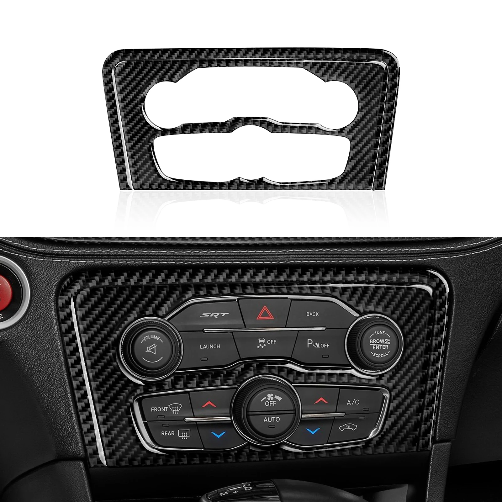 

For Dodge Charger 2015 -2021 Accessories Interior Carbon Fiber Car Center Console AC Switch Panel Cover Trim Decal Sticker