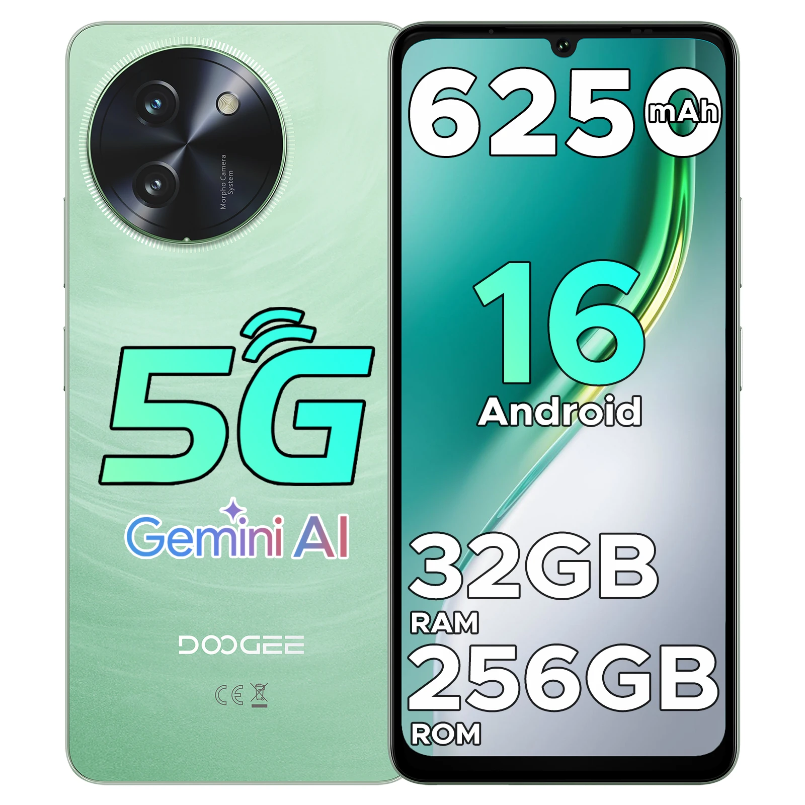 5G Mobiele Telefoon DOOGEE Note 59 Pro Android 16 Met Gemini AI Octa Core 2.3GHz 120Hz Scherm 6.75 HD+ Accu 6250mAh 32GB+256GB