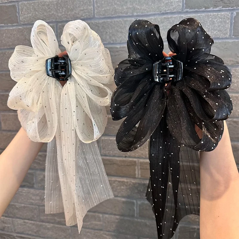 Fashion Large Bow Hair Claw Clip Super Fairy Temperament Headdress Women Hair Clip Sweet Hair Accessories