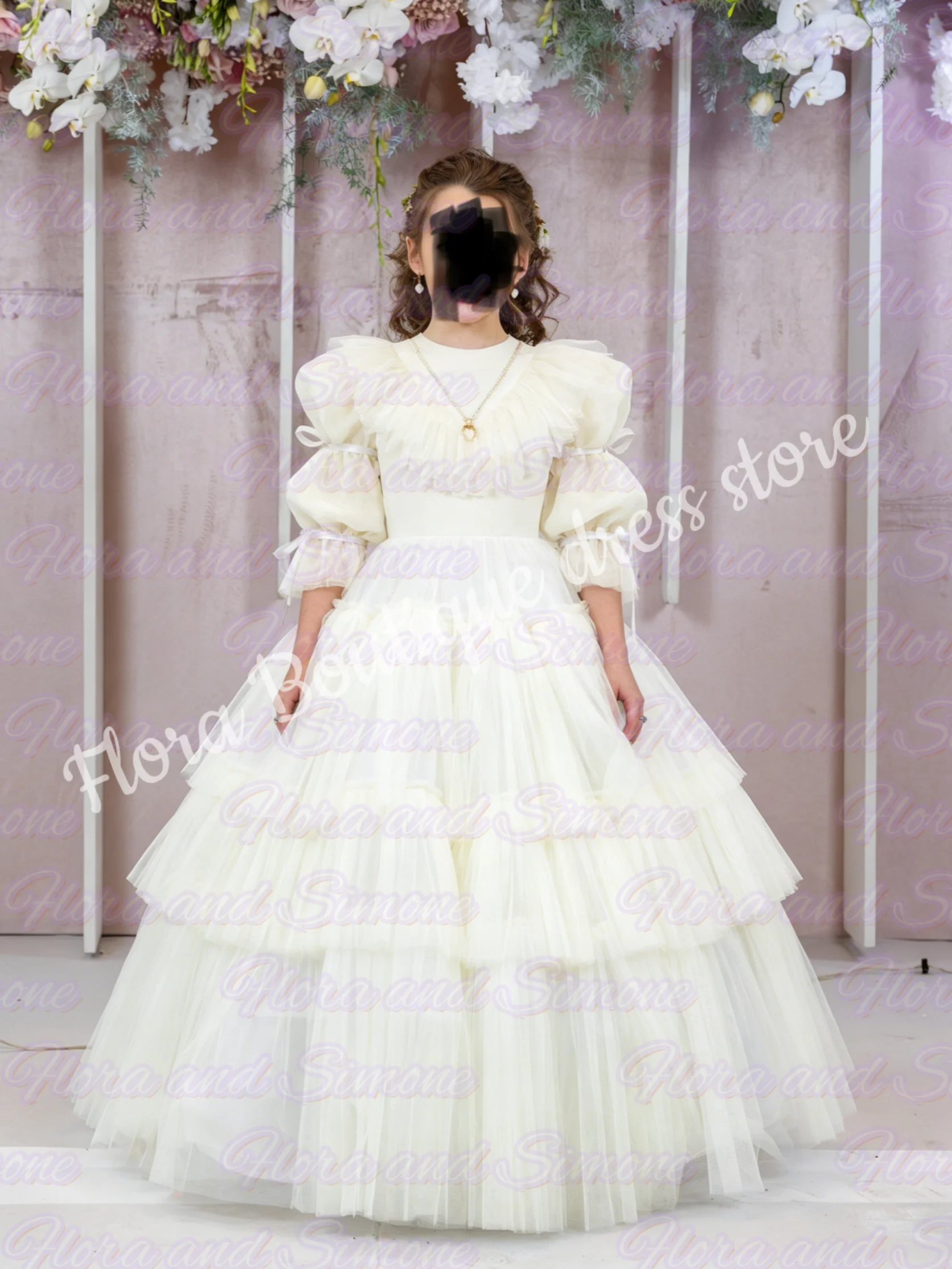 

Качественное многослойное тюлевое пышное белое платье с цветочным узором для девочек на вечерние бальные платья на свадьбу, вечеринку для маленькой девочки, вечеринку по случаю дня рождения
