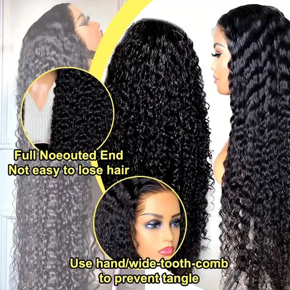 13x6 Brazilian Virgin Human Hair Jerry Kinky Curls 250% Density Real Human Hair HD13X4 Lace Front Wig Pre-Plucked Bleached Knots image 5