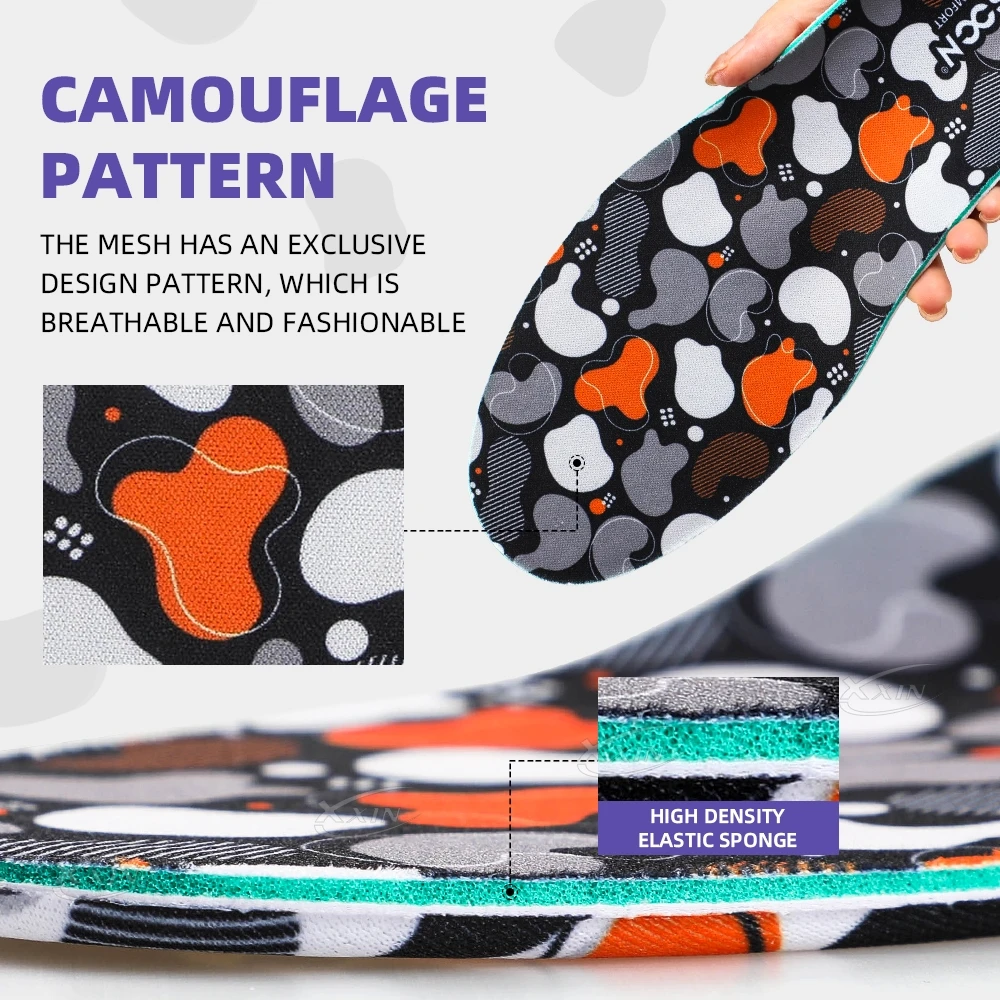 【Xxin】Arch Support Shoe Insoles Camouflage Sport Shoes Pad Elastic Shock absorption Basketball Insoles