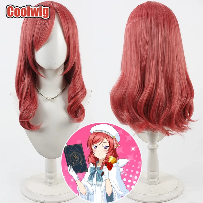 Coolwig Synthetic Hair Maki Nishikino Cosplay Wigs Love Live! Maki Nishikino Halloween 50cm Long Wavy Red Wig Heat Resistant
