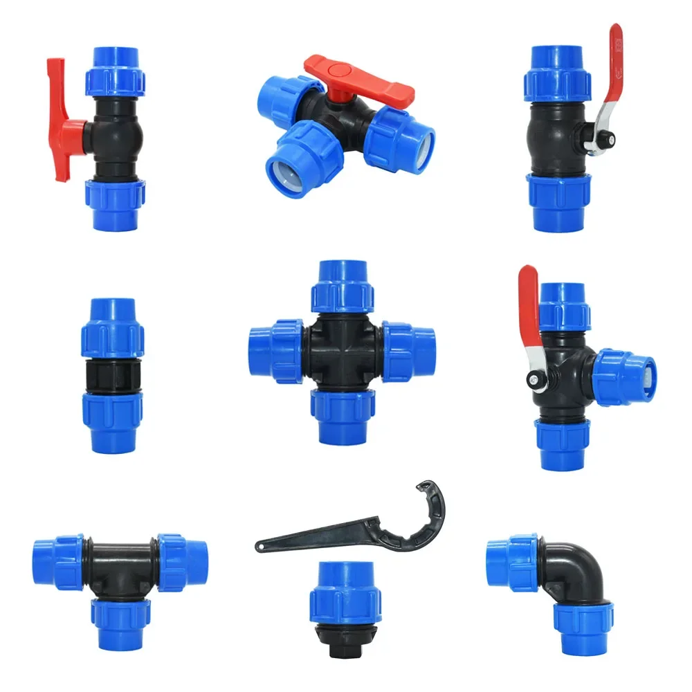 20/25/32/40/50/63 mm PVC-PE-Rohr, Wasserhahn-T-Stück, Wasserverteiler, 1/2 3/4 1 Zoll, 1,25 Zoll, 1,5 Zoll, 2 Zoll, T-Rohr, Kugelhahn, T-förmiger Anschluss, 1 Stück