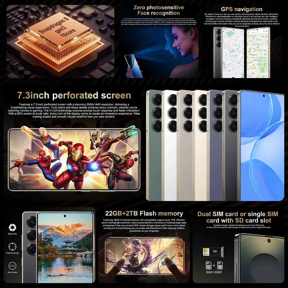 2025 جديد S25 Ultra Original ذكي 5G بطاقة مزدوجة الاستعداد المزدوج نظام أندرويد 14 الإصدار العالمي بطارية 8000 مللي أمبير في الساعة