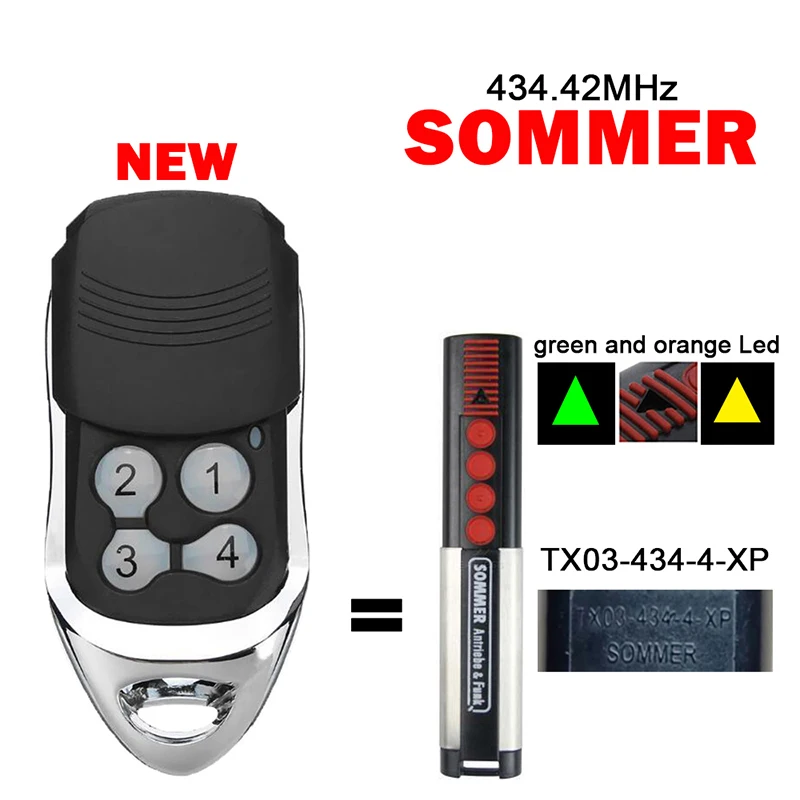 

For SOMMER TX03 434 4 XP Garage Door Remote Control 434.42MHz Compatible With SOMMER 4013 4014 4022 434MHz Gate Opener Command