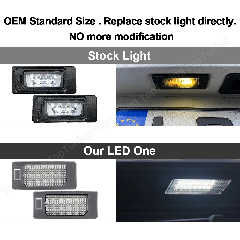 For Skoda Rapid Yeti Octavia 3 Superb B6 Fabia 2PCS LED Number License Plate Light Lamp For VW Golf 6 7 MK6 MK7 Passat B6