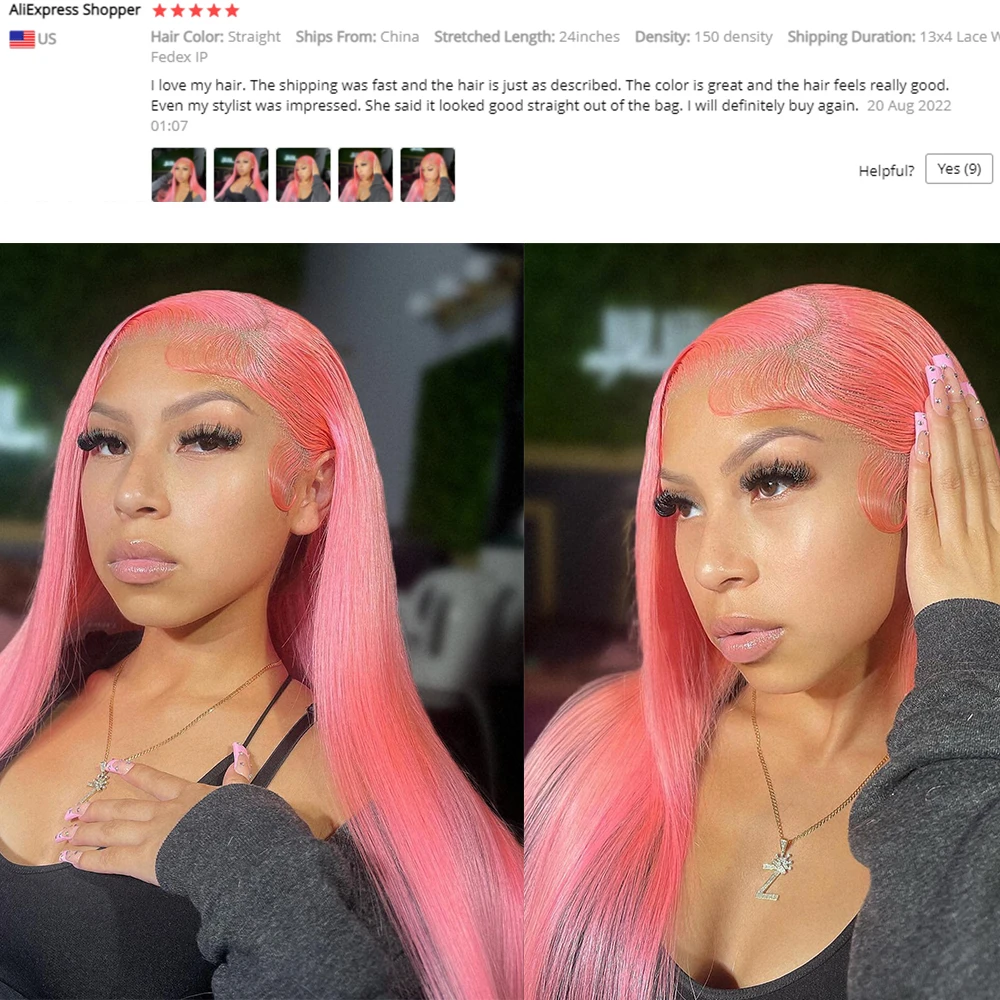 Wear Go Glueless Wig Pink 13x6 HD Transparent Lace Front Straight Wigs For Women 613 Colored 13x4 Lace Front Human Hair Wigs