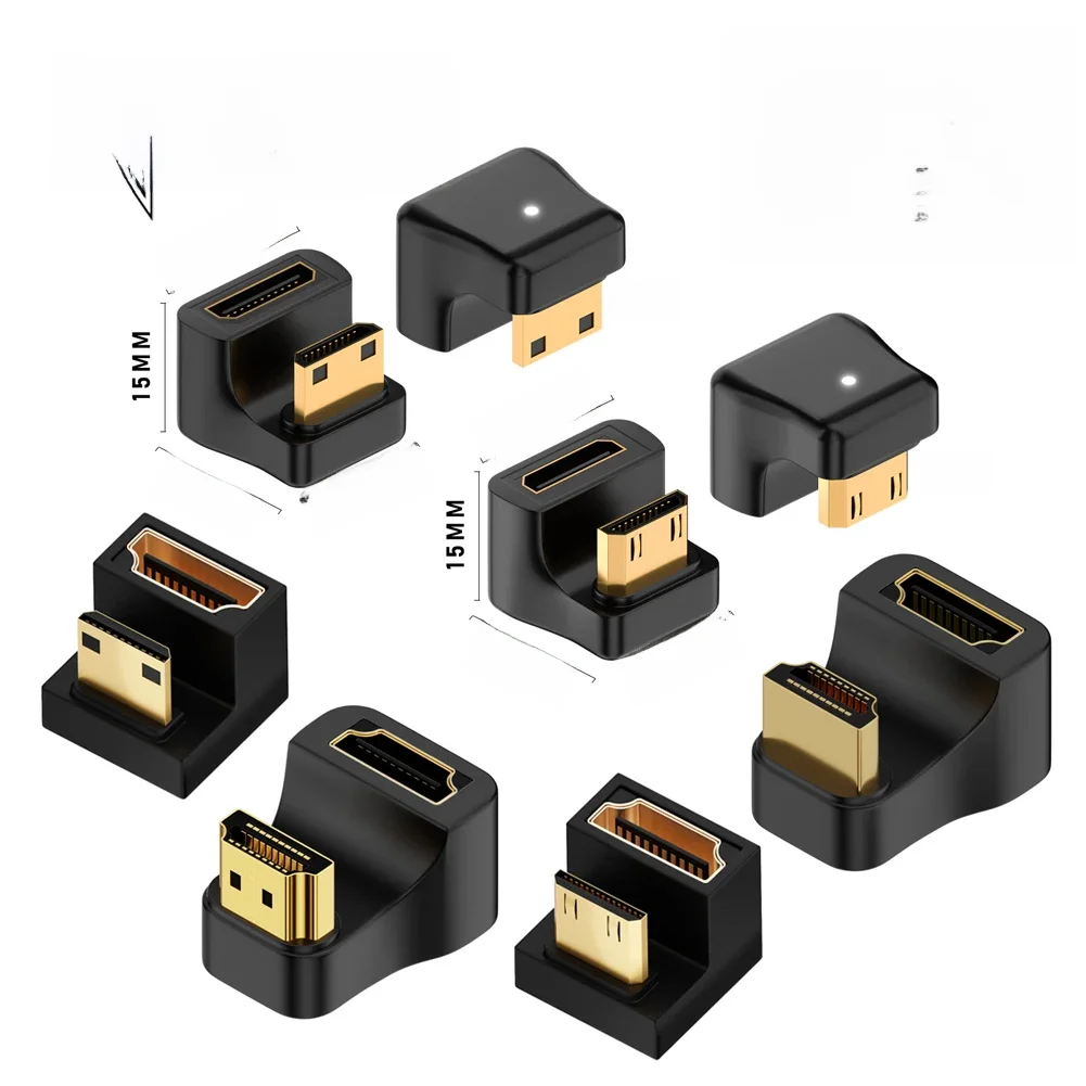 360 stopni Mini HDMI Adapter w kształcie litery U 180 Mini HDMI męski na HDMI żeński Kątowy konwerter typu 90 l HD 2.1V Przedłużenie 4K 8K 60Hz — zdjęcie 2