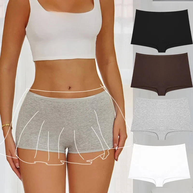 Women Seamless Mide Rise Panties Cotton Underwear Women's Boxer Pants Fashion  Seamless Safty Pants Female Breathable Lingerie