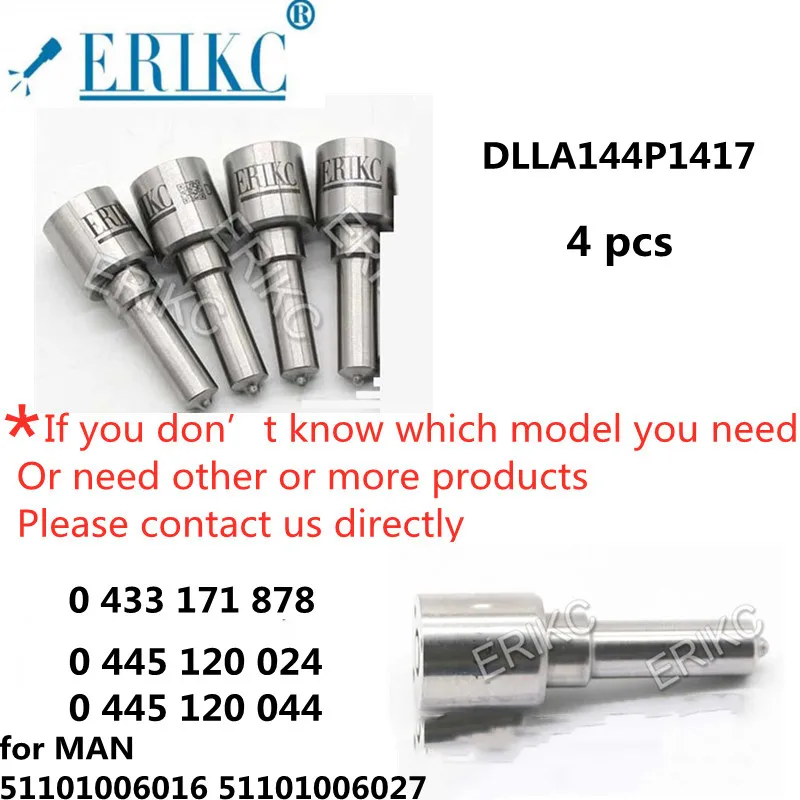 

4 PCS 0 433 171 878 Dlla144p1417 Diesel Engine Injector Nozzle with Black Coating Needle