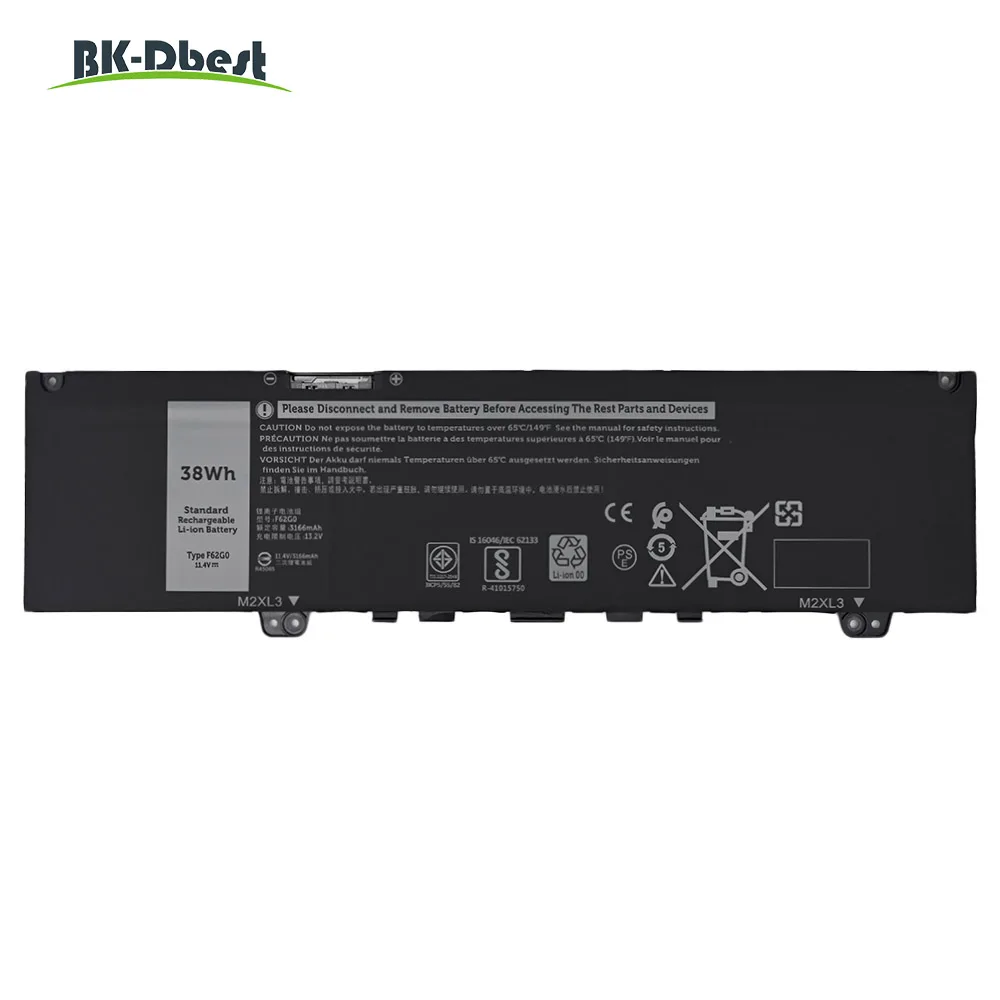 BK-Dbest 11.4V 38WH Laptop Battery F62G0 For Dell Inspiron 13 5370 7370 7373 with High Quality