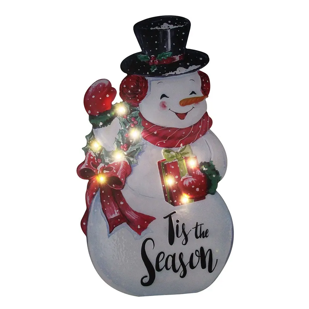 26 Inch Pre-lit Christmas Sign, Cute Decoration for Indoor Outdoor Yard Lawn Garden Holiday Party Xmas Decorations with Gift Box