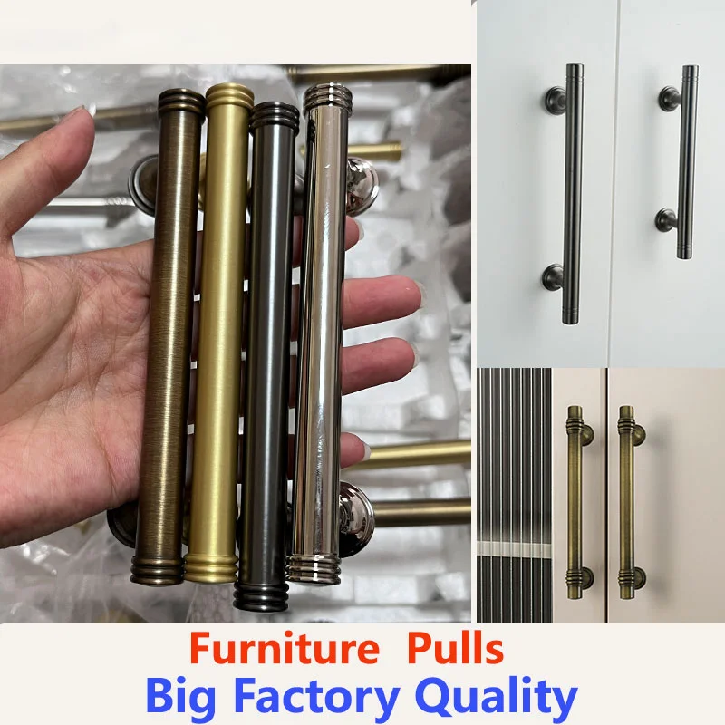 

[Factory Quality] Simple Brass Door Handles Round Kitchen Pulls Different Size Rectangular Pulls New 2024 Cabinet Pulls