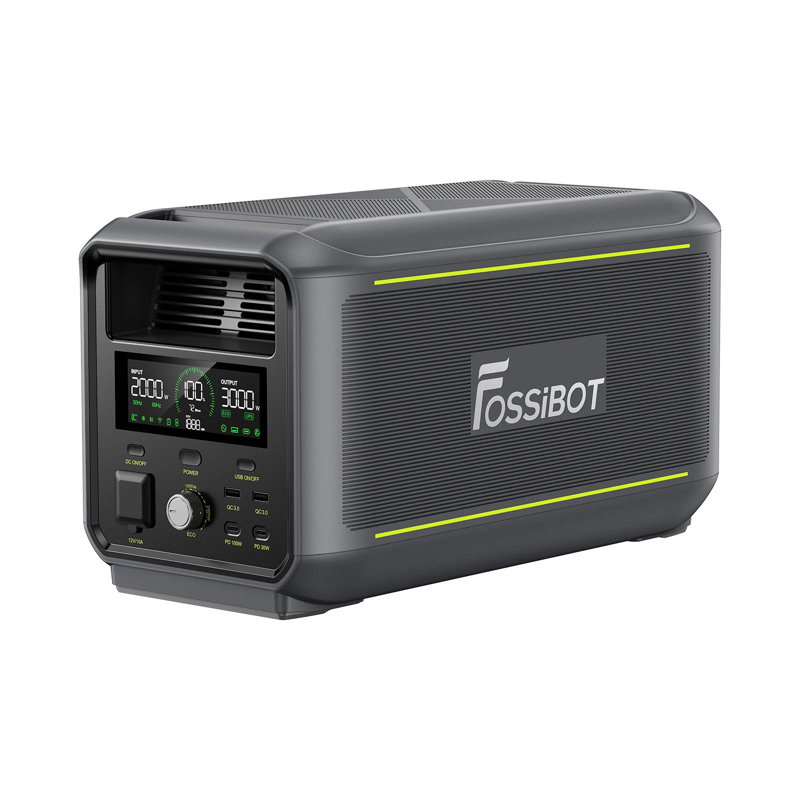 FOSSIBOT 3000w Stazione di Alimentazione Portatile Generatore Solare F3000 2048wh Batteria LiFePO4 Accumulo di Energia Modalità ECO 6000W di Picco per Backup Domestico, Campeggio all'Aperto,