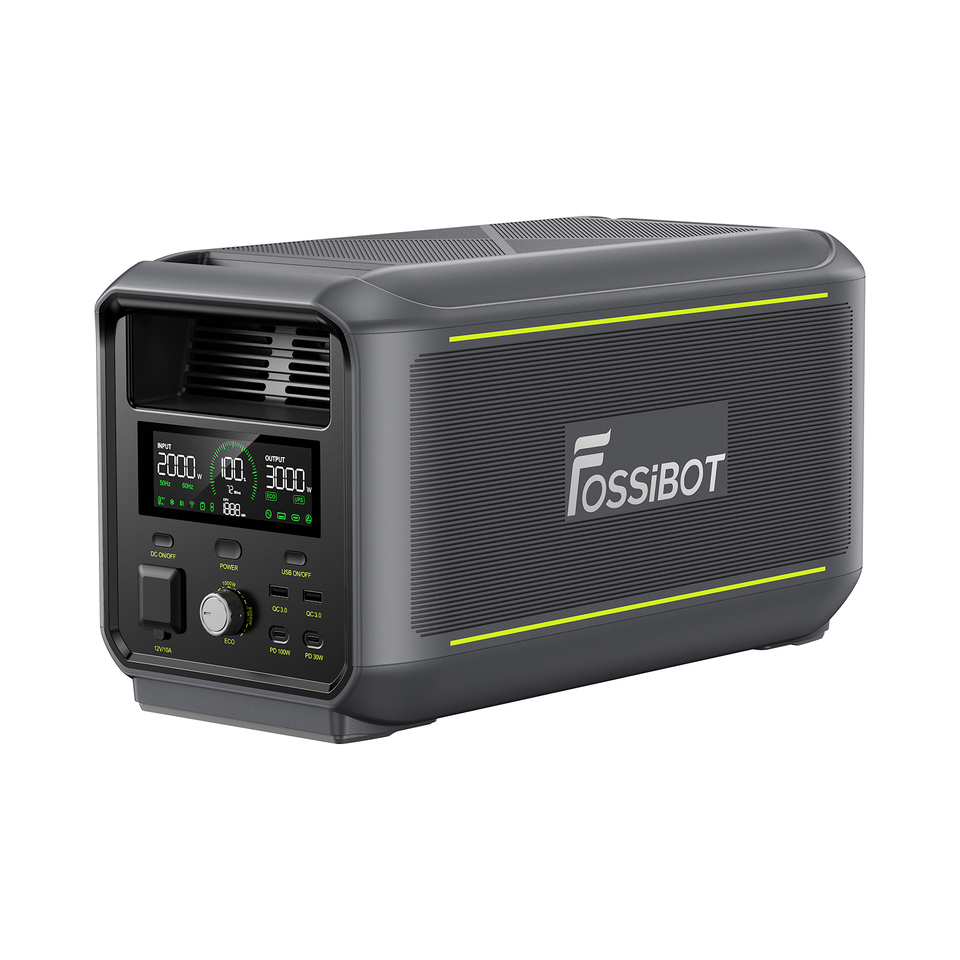 FOSSIBOT 3000w Portable Power Station Solar Generator F3000 2048wh LiFePO4 Battery Power Storage ECO Mode 6000W Peak for Backup Home Outdoor Camping Mobile Power