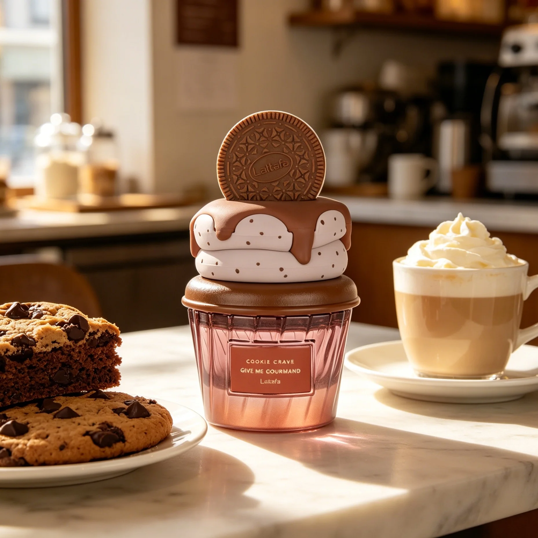 Perfume Choco Overdose Give Me Gourmand EDP, Botella de Vidrio en Forma de Taza con Degradado en Oro Rosa, Tapa de Chocolate Derretido con Etiqueta de Corazón de Barra de Chocolate, Aroma Gourmand Rico, Cremoso, de Cacao, Vainilla y Caramelo, Fragancia Dulce de Postre, Regalo para Mujeres Jóvenes y Chicas