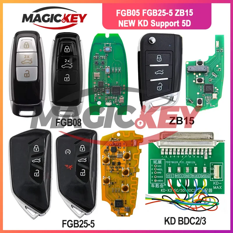 KEYDIY FGB08 FGB25-5 ZB15 5D Key KD-X4 KD-MAX Programming Adapter Support 5C5D BDC FGB08 Support 5D Basic no UWB 5D remote key