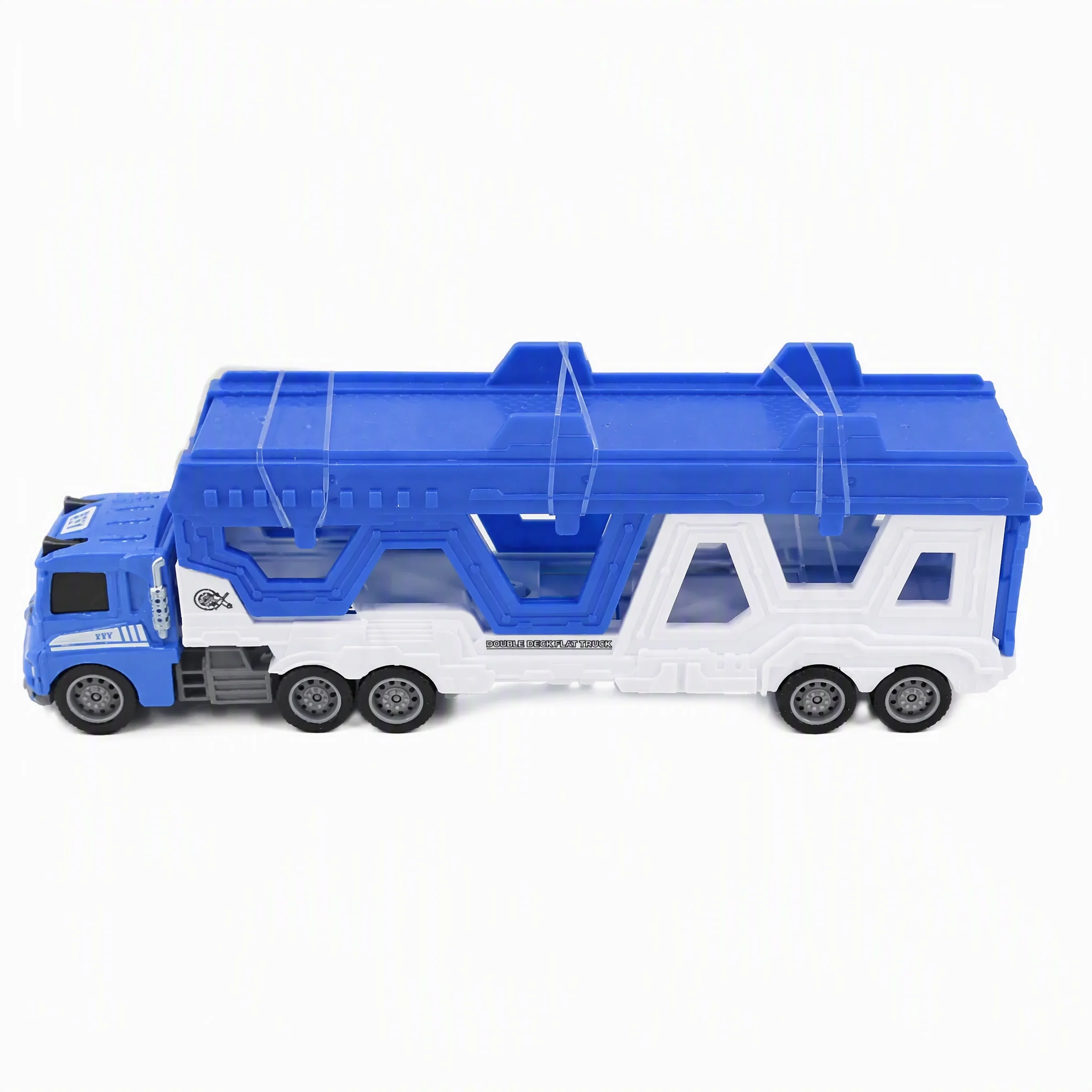Legering brandweertransportwagen met opklapbaar platform en miniatuurvoertuigen, transport speelgoed