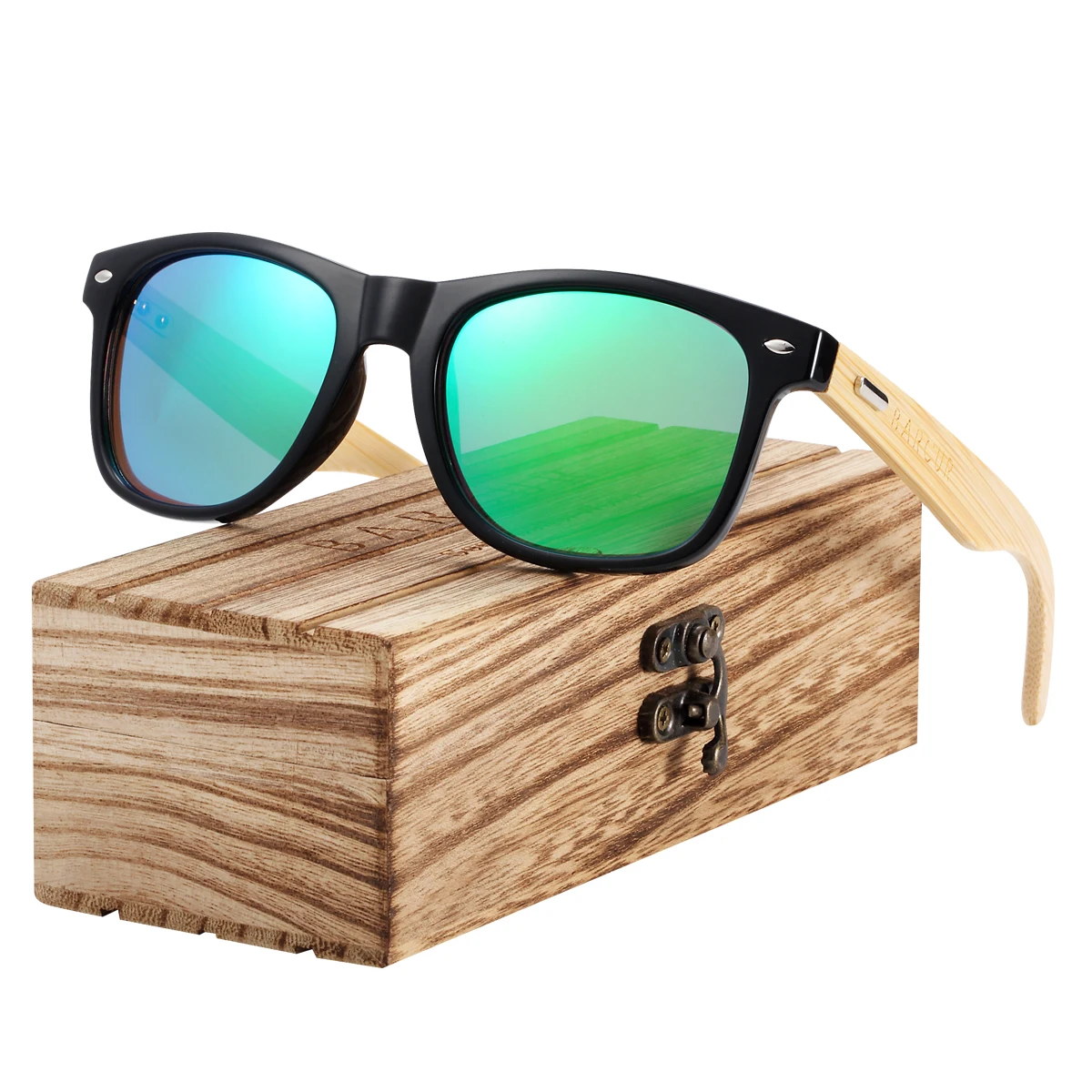 BARCUR Pink Sunglasses Wood Bamboo Sun Glasses Women Fashion Mirror Eyewear Man Brand Designer