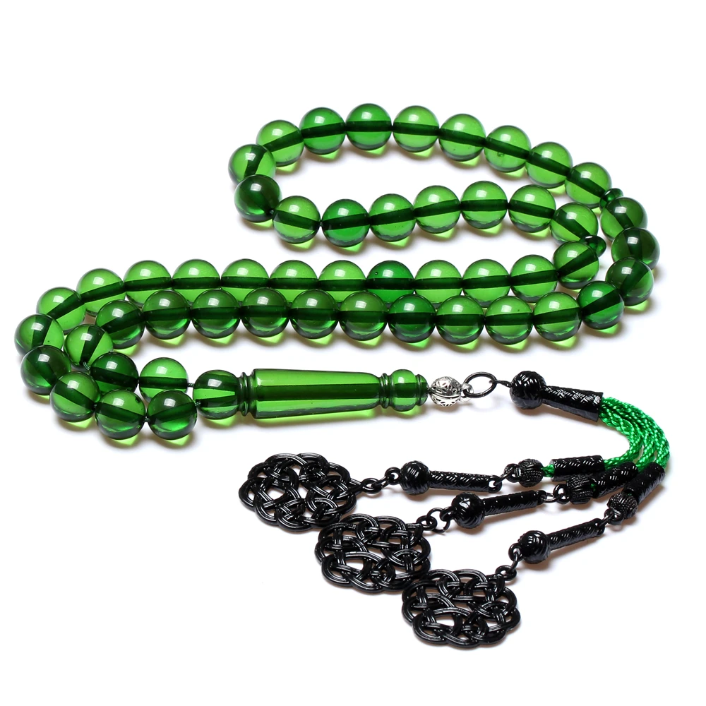 Green Amber Color Tasbih 33 66 99beads Islamic Luxurious rosary men Muslim misbaha gemstone prayer beads bracelets Eid gift