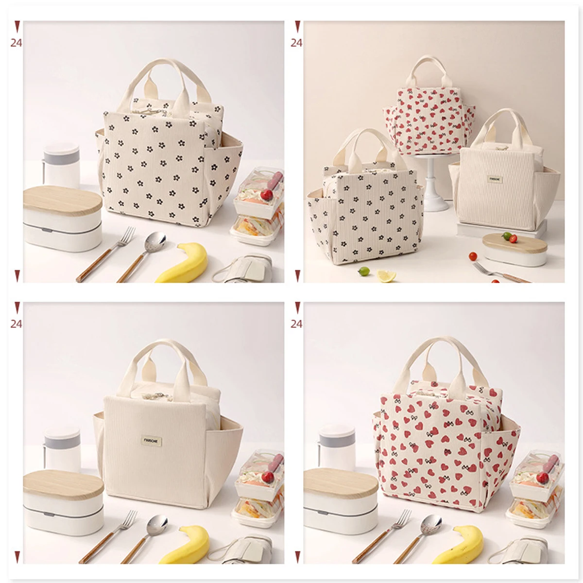 12L Lunchbox-Tasche, verdickte Aluminiumfolie-Isolierung, Lunch-Tasche, bedrucktes Cordmaterial, wasserdichte und ölbeständige Essenstasche – Detail 14