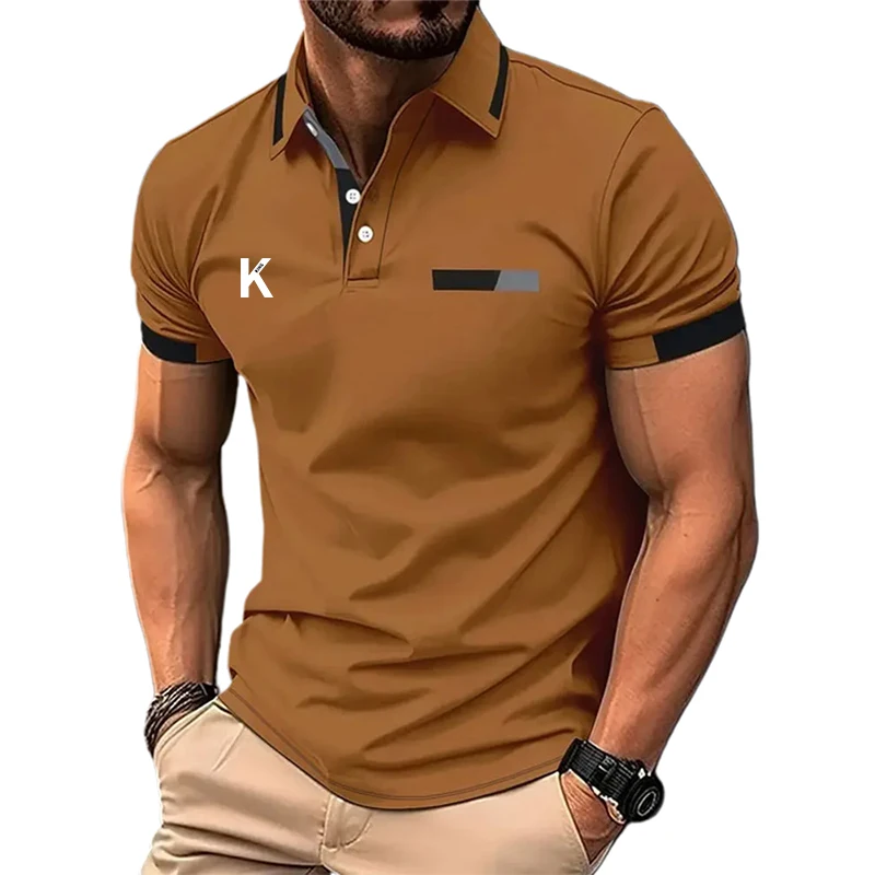 Men's Business Polo Golf Polo Work Casual Lapel Short Sleeve Basic Patchwork Button Spring & Summer Regular Fit Business Polo image 5