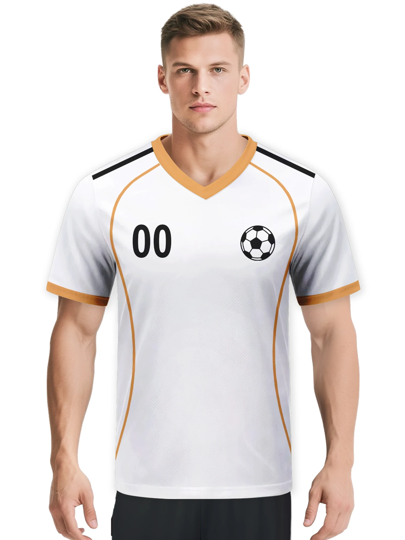 Custom Football Jersey with Logo Name Number Personalized Soccer Jerseys White Gold Soccer Team Shirt for Men Kids Women Fan