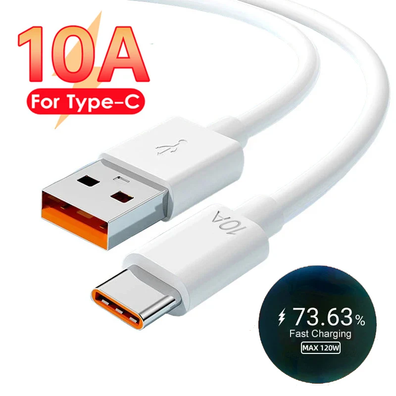 휴대폰용 USB C 타입 충전 케이블, 데이터 전송 와이어, 화웨이, 샤오미, 리얼미, 삼성 포코용 고속 충전 와이어, 120W, 10A 