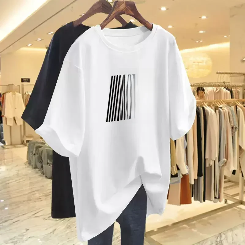 Frauen reine Baumwolle Brief lässig Basic T-Shirt Sommer Mode einfache Kurzarm Tops Damen