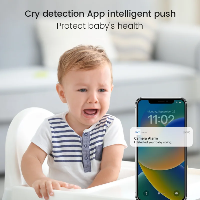 4MP XIAOVV  Video Baby Monitor Cry Detection Full Color Night Vision 360 Degree Rotating Two-way audio WiFi Indoor infant Camera image 4