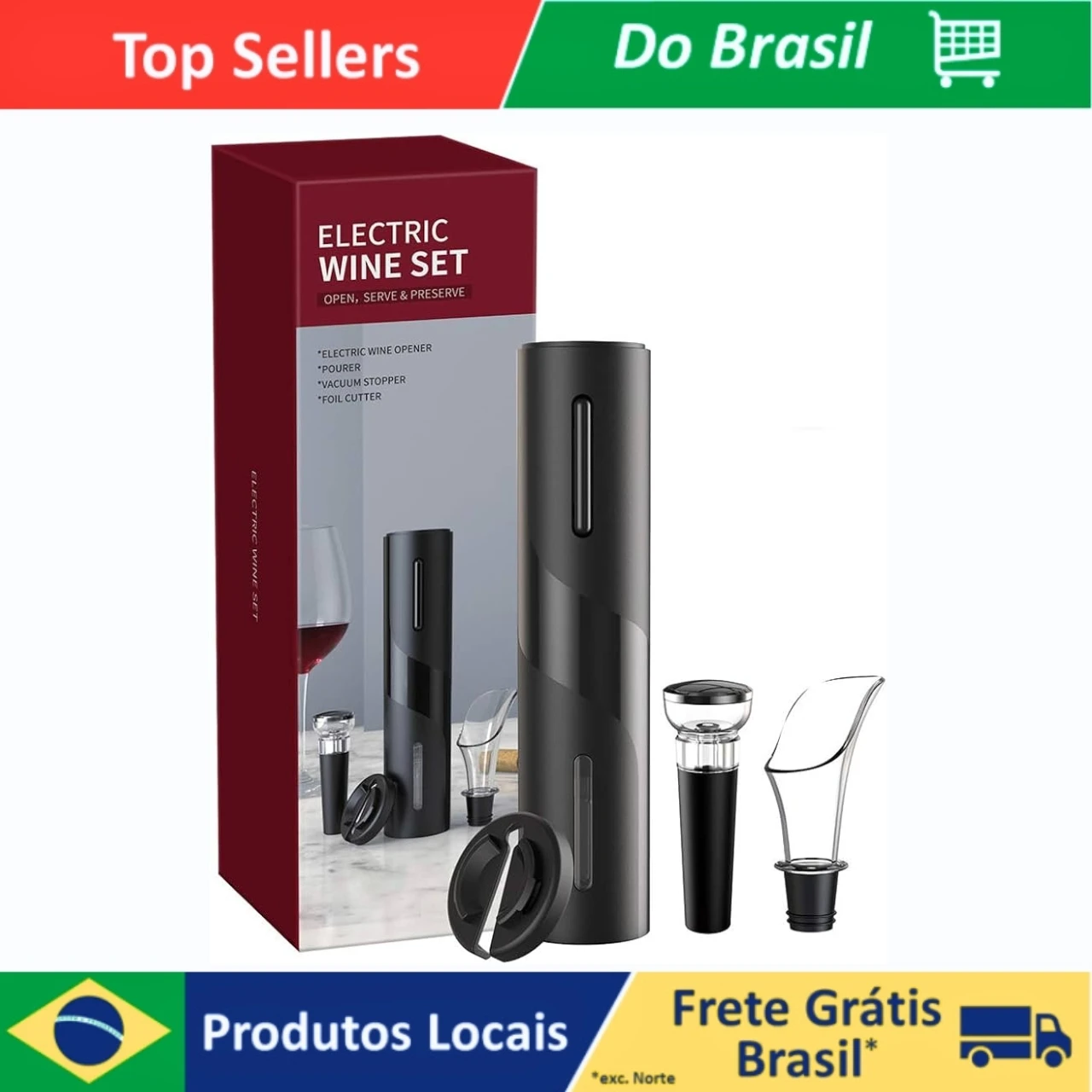 Saca Rolhas Automático Abridor De Vinho Garrafa Elétrico