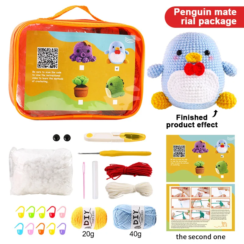 

Crochet material pack DIY tool set with beginner tutorials, including crochet woolen dolls and hand-woven woolen toy sets.
