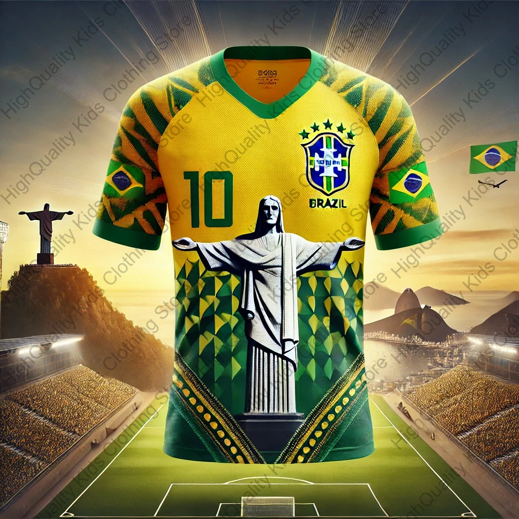 

2024 New Arrival ChatGPT AI Brazil #10 Jersey Football Jersey For Adults Kids Summer Soccer Training Tops Clothing