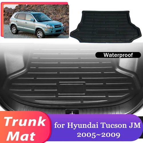 Estera de maletero de coche para Hyundai Tucson JM 2005 ~ 2009 2006 2007 2008, alfombra impermeable para equipaje, almohadilla para maletero de carga, revestimiento, accesorios de cubierta de alfombra