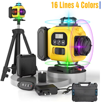 New 16 Lines 4D Laser Level Remote Control 4 Colors Beam 360° Horizontal ＆ Vertical Powerful Lines Laser Levels Power Display