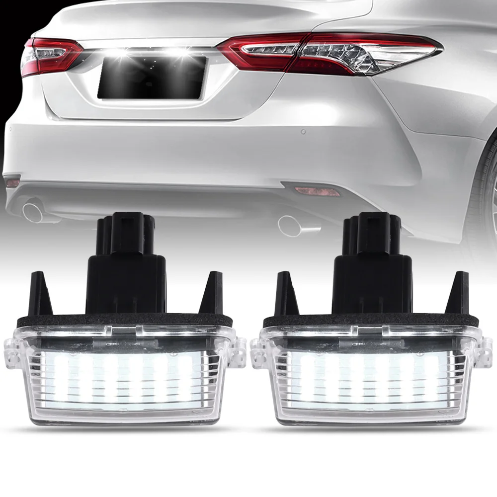 

2PCS LED Car License Plate Lights White Lighting for Toyota Camry 2018-2023 Highlander Avalon Prius C Toyota Truck accessories