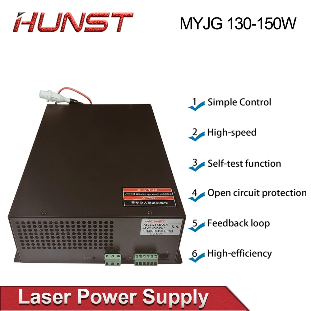 Hunst 130w CO2 Laser Power Supply MYJG-150W Suitable For 130 150w CO2 Engrag And Cutting Machine Glass Tube