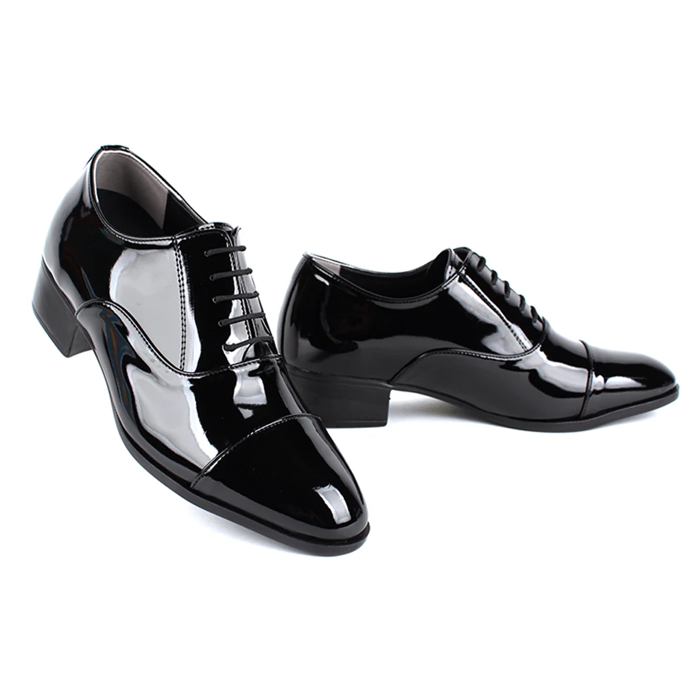 Height 6cm Enamel-Line-tip-padded tall men's shoes