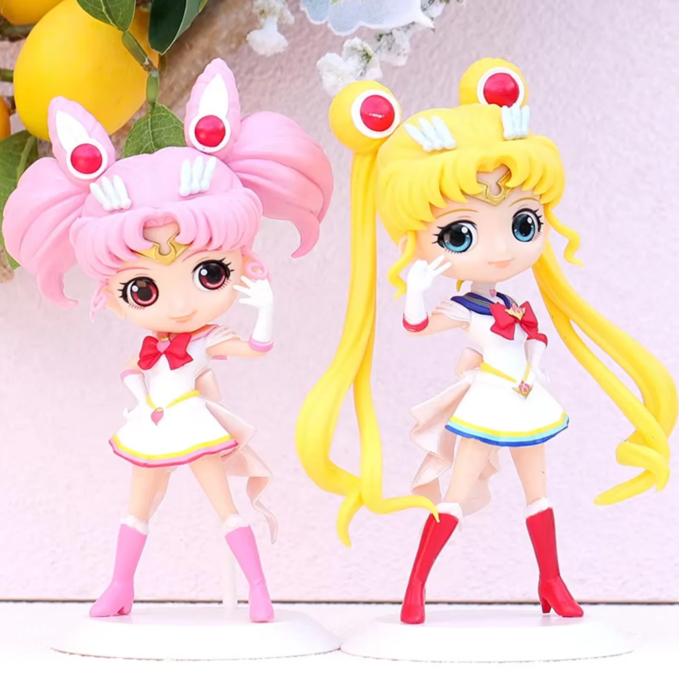 Sailor Moon & Chibi Moon Figure Set – Q Posket Style, Tsukino Usagi & Chibiusa, Sailor Uniform Ver PVC Collectible Statue view 4