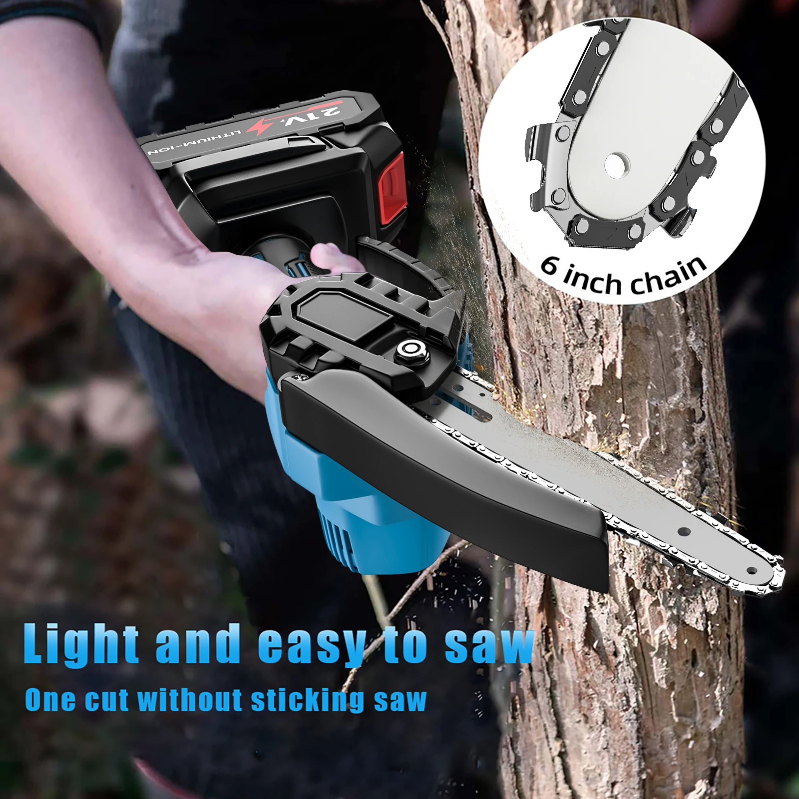 3000W 6 Zoll Elektrische Kettensäge Handheld Tragbare Mini Kettensäge Baum Holz Cutter Beschneiden Garten Power Tool Für makita 18V Batterie – Detail 1