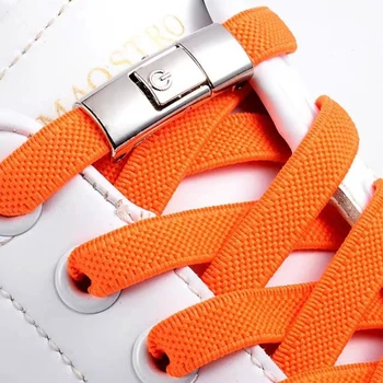 Nieuwe Press Lock Schoenveters Zonder stropdassen Gradiënt Flats Elastische Veters Sneakers Kinderen Volwassen Geen Stropdas veters voor Schoenen Accessoires