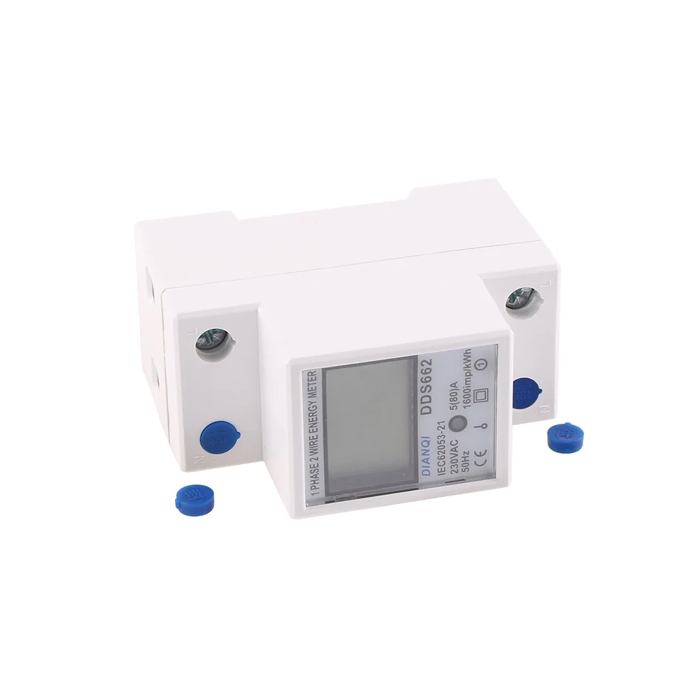 Single Phase LCD Digital Display Wattmeter Power Consumption Energy Meter kWh 230V Electric Din Rail Backlight