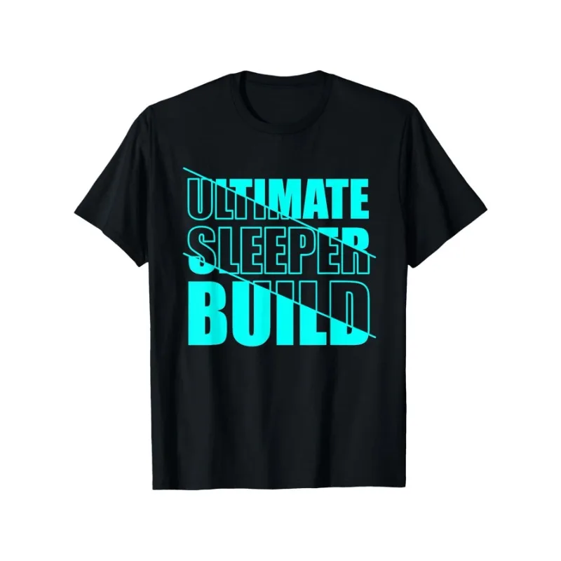 

sleeper build mens gym t shirt crew neck black with teal accents s-5xl machine washable ideal for fitness enthusiasts