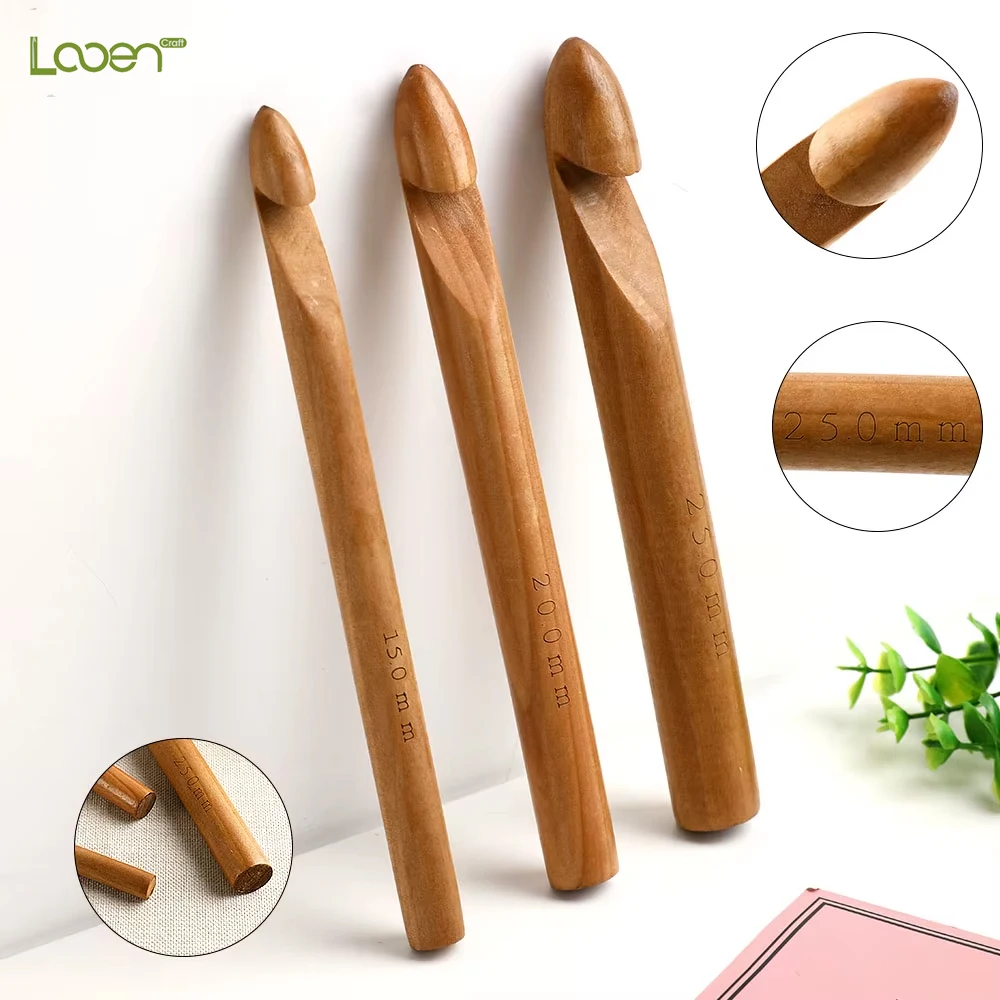 

Wood Crochet Hook Sewing DIY Knitting Needles Hook Home Knitting Weave Yarn Crafts Knitting Tool 15/20/25mm Sewing Hooks Needles