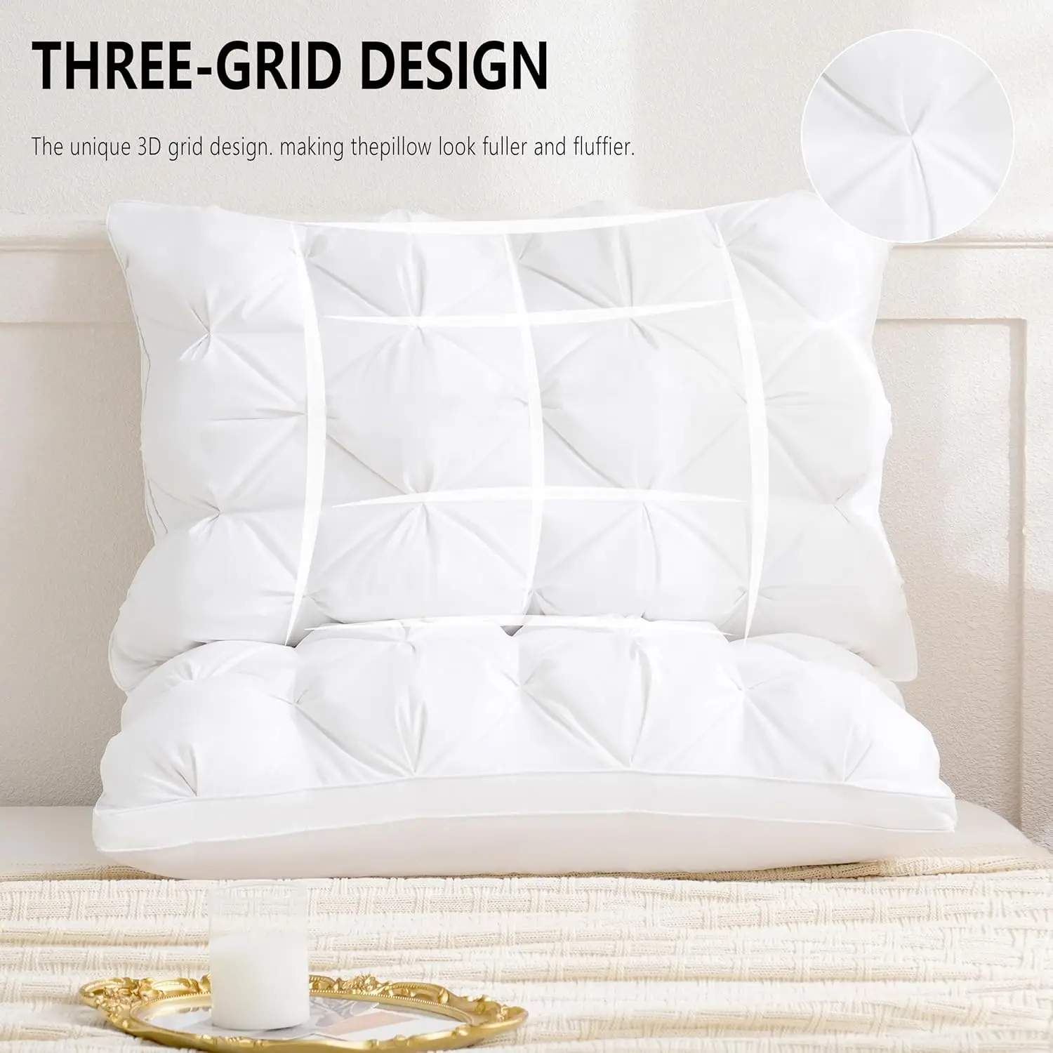 وسائد سرير مقاس كوين مجموعة من 2 - وسائد سرير ناعمة للنوم عبوتين، رقيق وداعم، جودة الفندق، أصلية للأسفل #1
