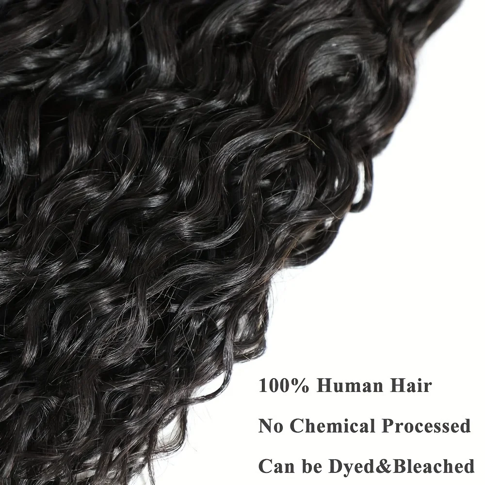 人毛1～3束 ウォーターウェーブ プレミアムディープウェーブ束 100%人毛束 人毛エクステ ナチュラルブラック 女性用