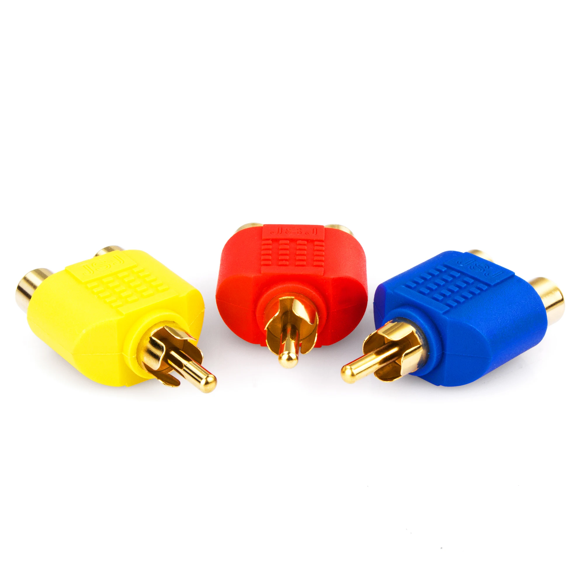 24K Gold-plate RCA Y Splitter AV Audio Video Plug Converter 1RCA Male to 2 RCA Female Adapter